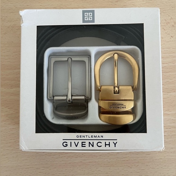 Givenchy Other - Givenchy Men’s Black Leather Belt Gift Set Two Buckles Gentleman Collection NIB